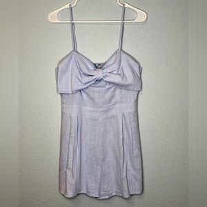 Alter’d State Viola Oversized Bow Front Feminine Shorts Romper Light Blue L